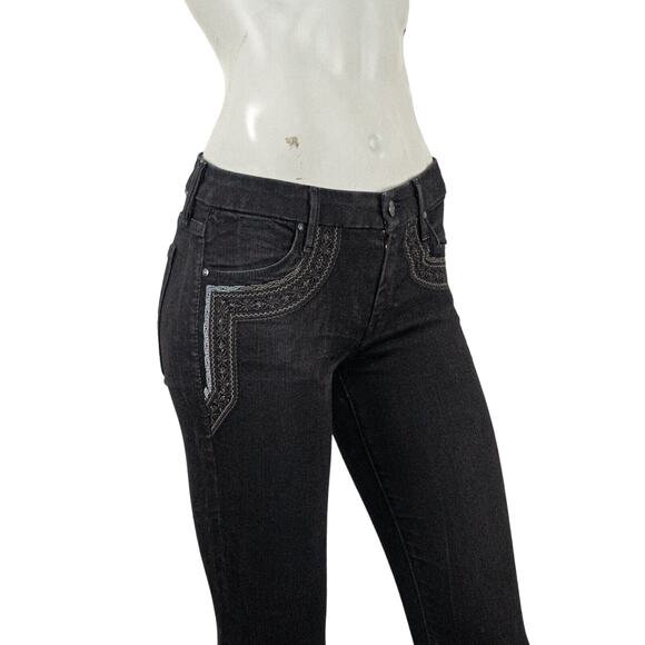 MOTHER denim Looker inside Zip Jeans Black Sheep Princess embroidered sz 26 - Picture 11 of 14